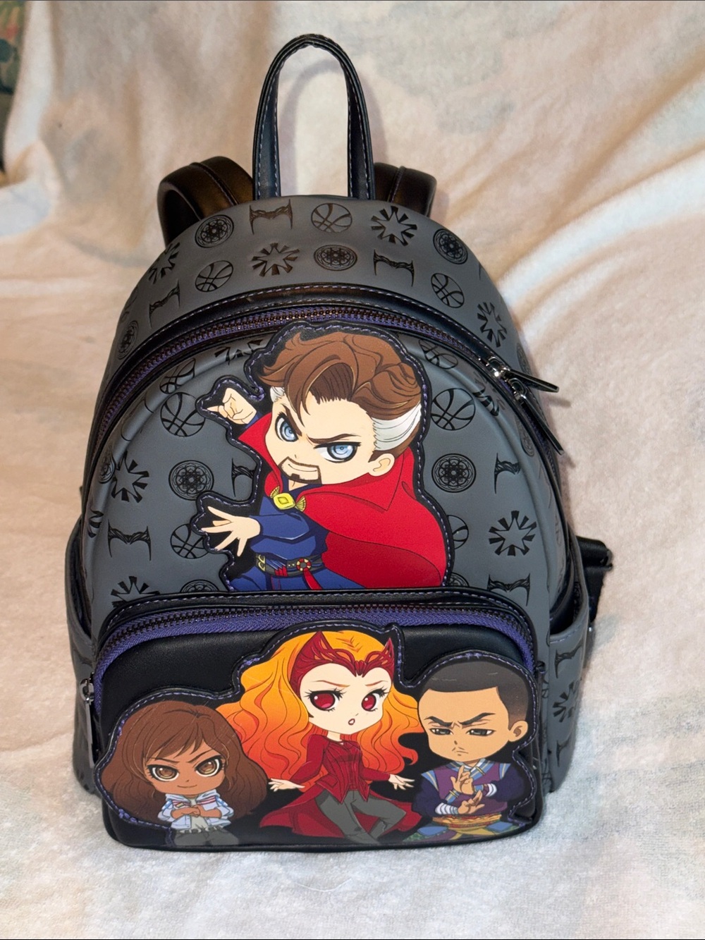 Loungefly Doctor Strange Mini Backpack - Gray with Red & Purple Accents